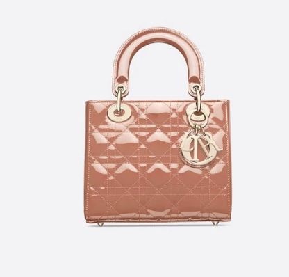 SMALL LADY DIOR BAG Rose Des Vents Patent Calfskin M0531 SMALL LADY DIOR BAG Rose Des Vents Patent Calfskin M0531