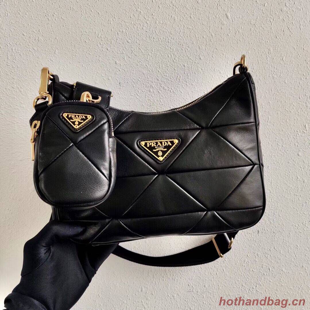 Prada Gaufre nappa leather shoulder bag 1BC151A black Prada Gaufre nappa leather shoulder bag 1BC151A black
