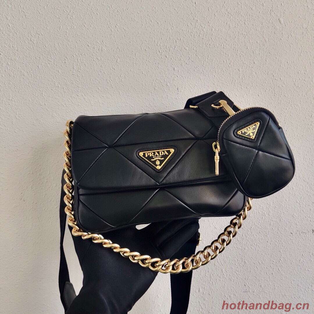 Prada Gaufre nappa leather shoulder bag 1BD292A black Prada Gaufre nappa leather shoulder bag 1BD292A black