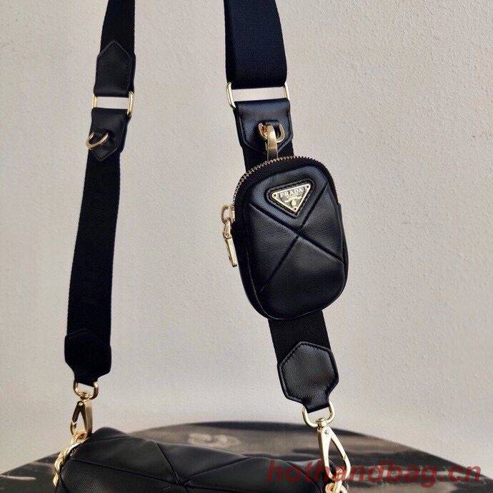 Prada Gaufre nappa leather shoulder bag 1BD292A black Prada Gaufre nappa leather shoulder bag 1BD292A black