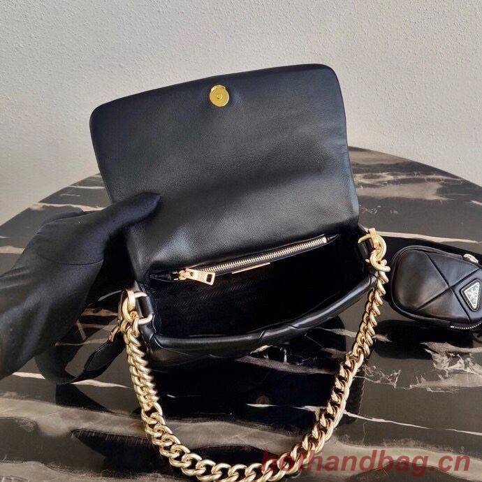 Prada Gaufre nappa leather shoulder bag 1BD292A black Prada Gaufre nappa leather shoulder bag 1BD292A black