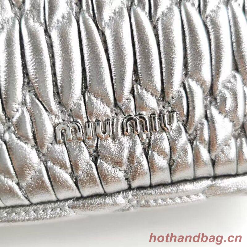 miu miu Matelasse Nappa Leather Shoulder Bag 5BP012M Silver miu miu Matelasse Nappa Leather Shoulder Bag 5BP012M Silver