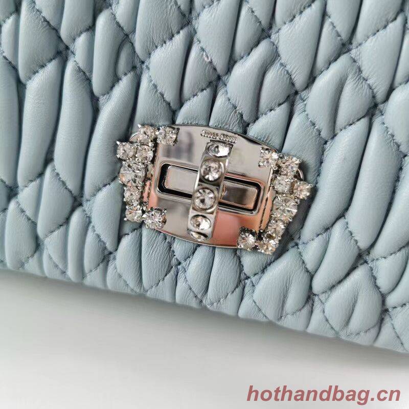 miu miu Matelasse Nappa Leather Shoulder Bag 5BP012M light blue miu miu Matelasse Nappa Leather Shoulder Bag 5BP012M light blue