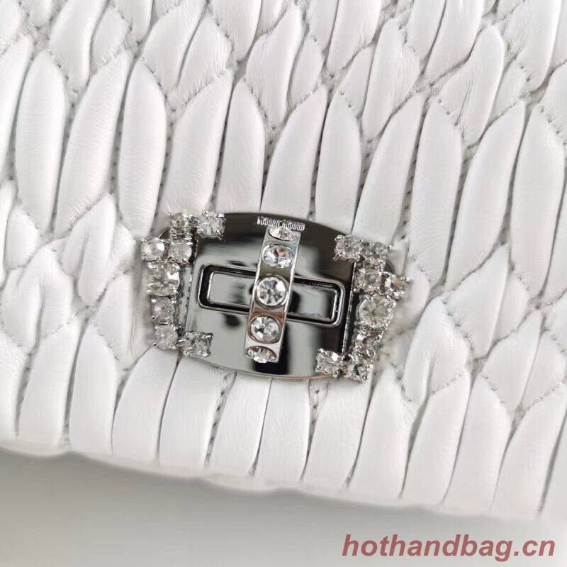 miu miu Matelasse Nappa Leather Shoulder Bag 5BP012M white miu miu Matelasse Nappa Leather Shoulder Bag 5BP012M white
