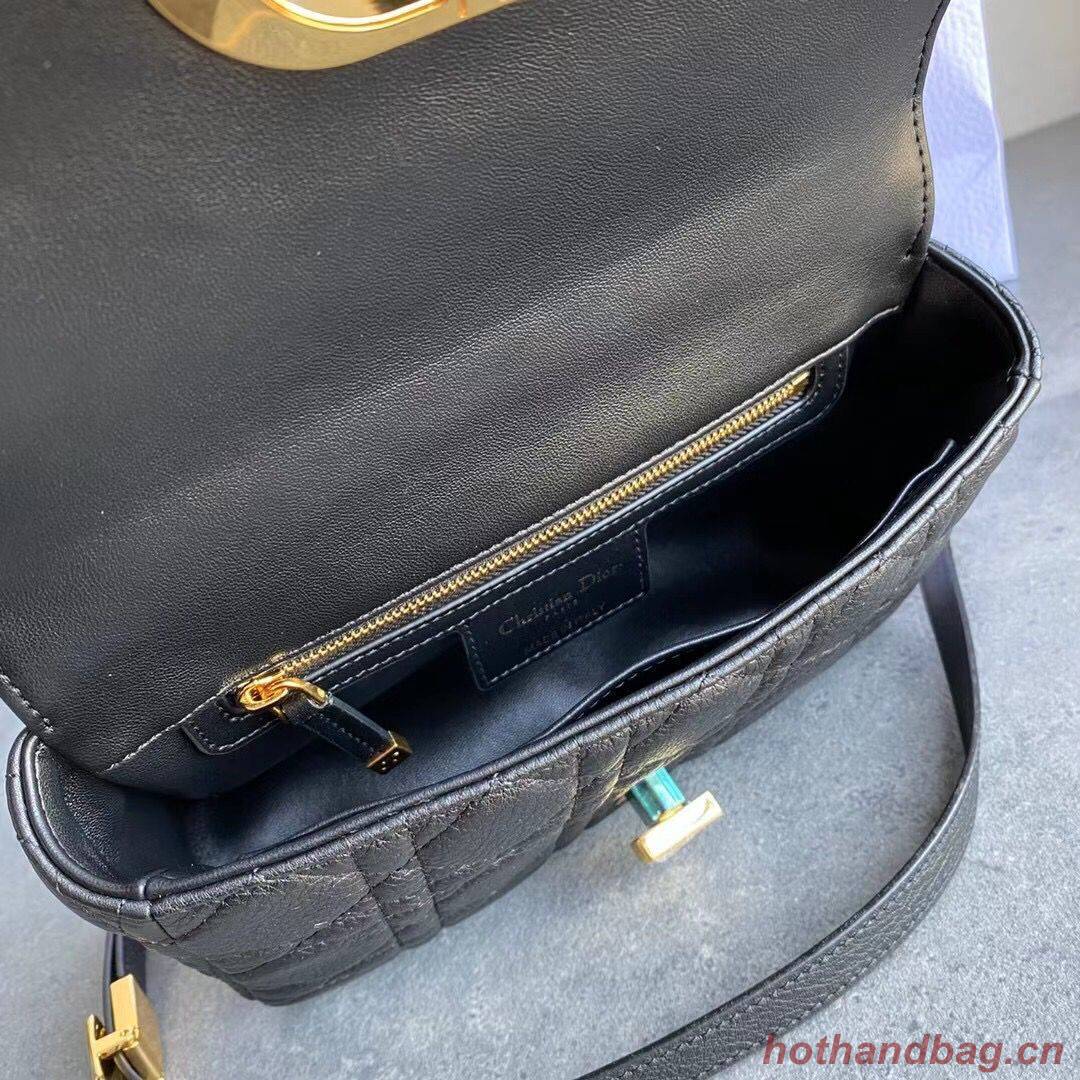 Dior SMALL DIOR CARO BAG Black Soft Cannage Calfskin M9241 Dior SMALL DIOR CARO BAG Black Soft Cannage Calfskin M9241