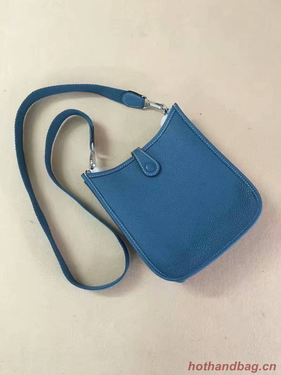 Hermes Evelyne original togo leather mini Shoulder Bag H15698 blue Hermes Evelyne original togo leather mini Shoulder Bag H15698 blue