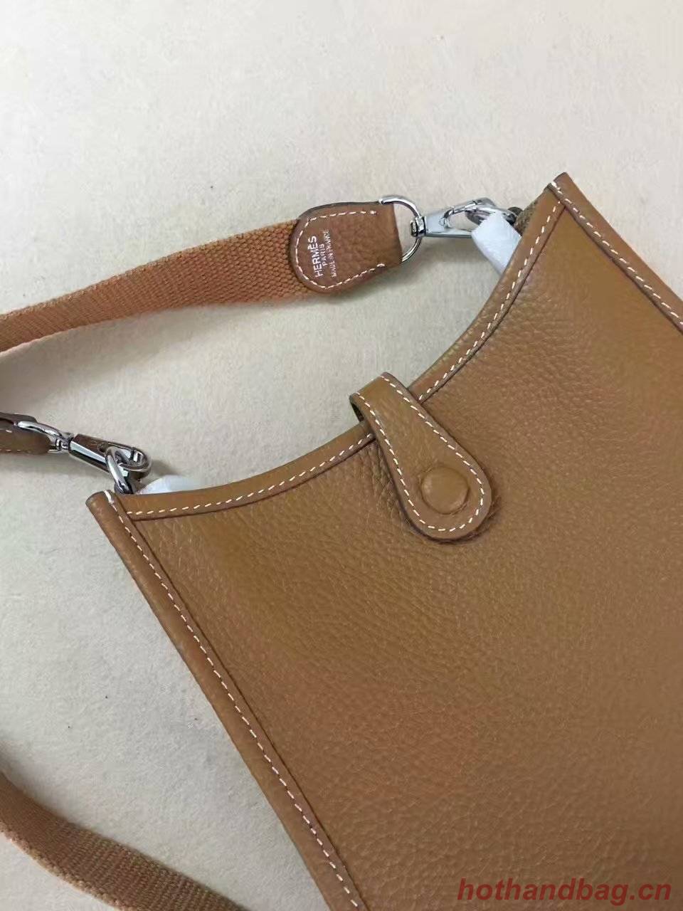 Hermes Evelyne original togo leather mini Shoulder Bag H15698 brown Hermes Evelyne original togo leather mini Shoulder Bag H15698 brown