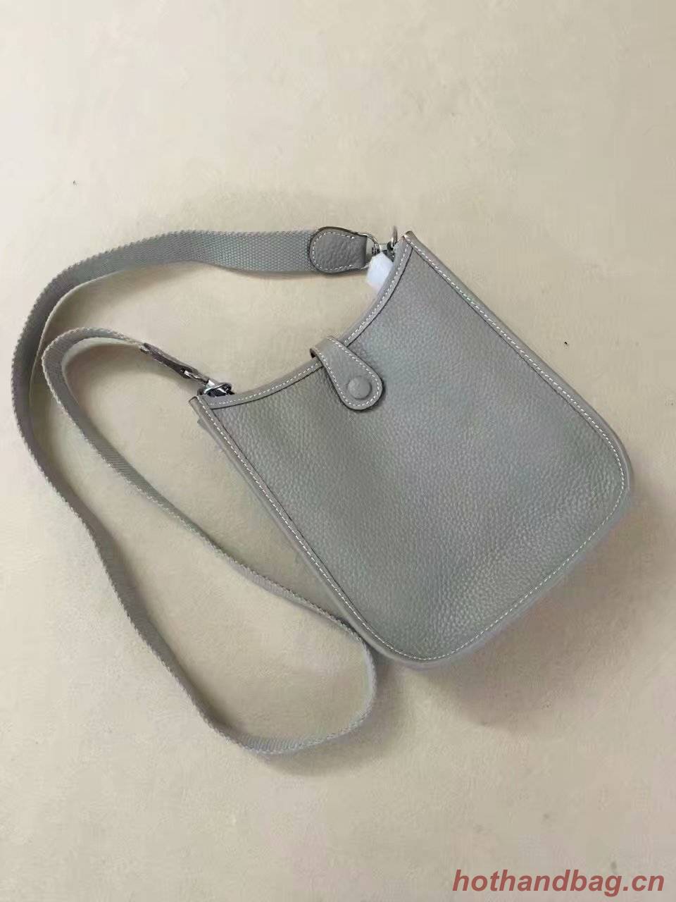 Hermes Evelyne original togo leather mini Shoulder Bag H15698 light grey Hermes Evelyne original togo leather mini Shoulder Bag H15698 light grey