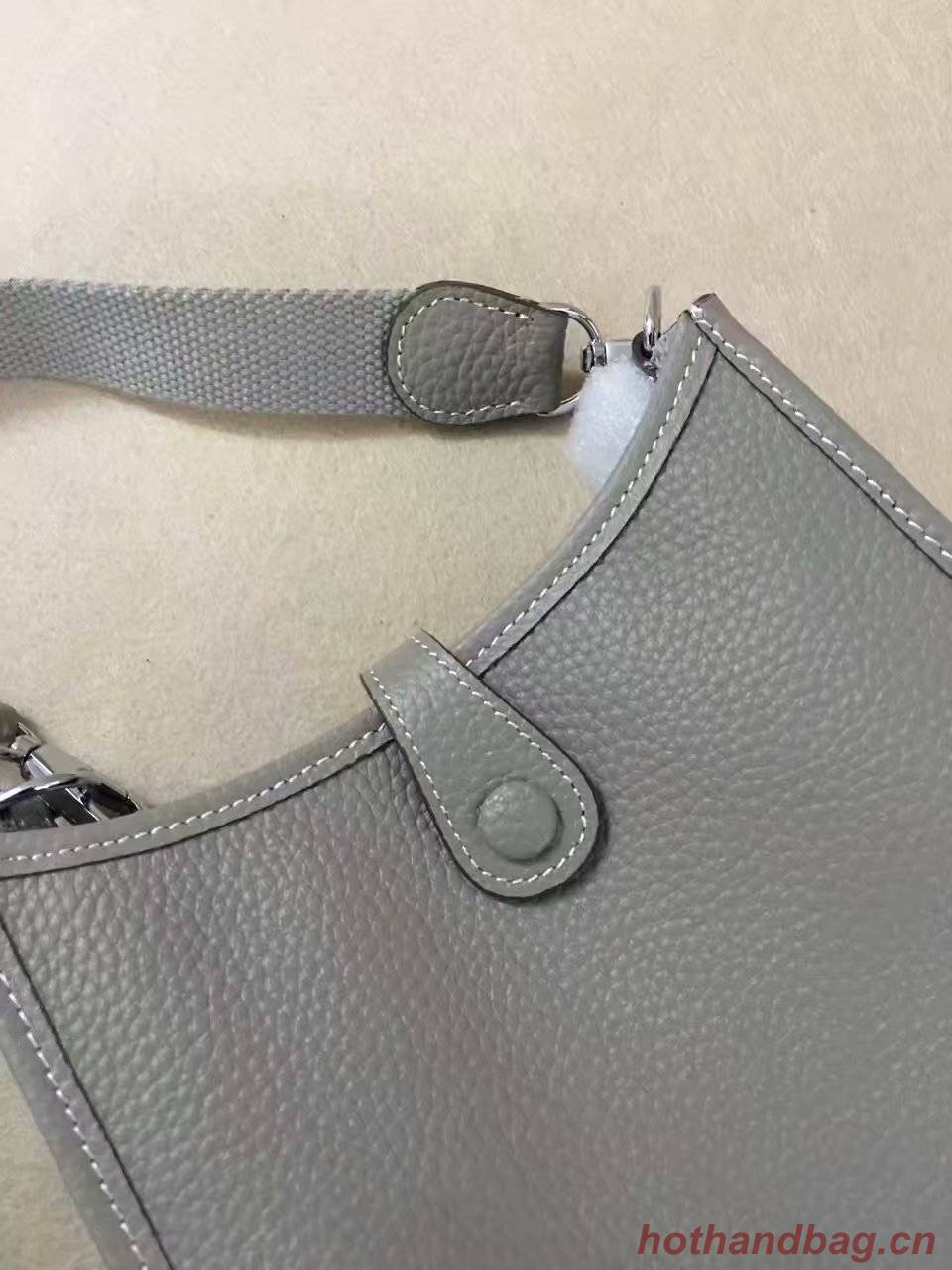Hermes Evelyne original togo leather mini Shoulder Bag H15698 light grey Hermes Evelyne original togo leather mini Shoulder Bag H15698 light grey