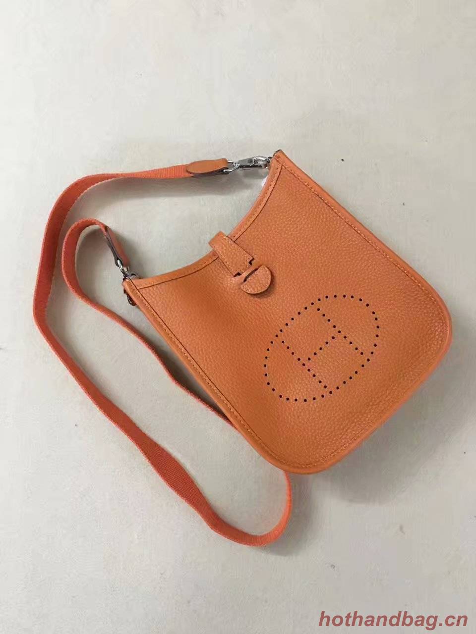 Hermes Evelyne original togo leather mini Shoulder Bag H15698 orange Hermes Evelyne original togo leather mini Shoulder Bag H15698 orange