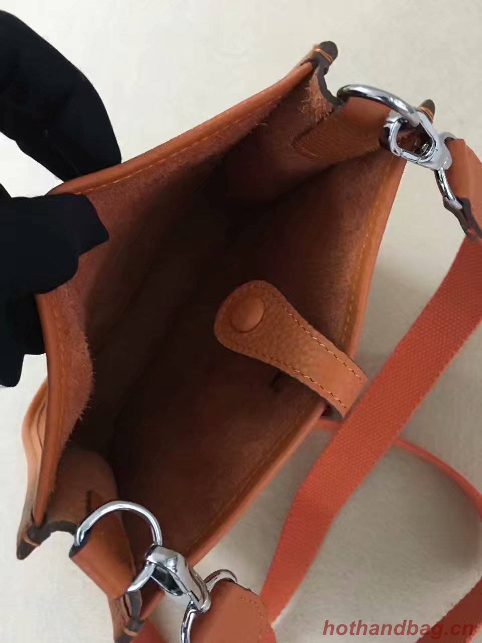 Hermes Evelyne original togo leather mini Shoulder Bag H15698 orange Hermes Evelyne original togo leather mini Shoulder Bag H15698 orange