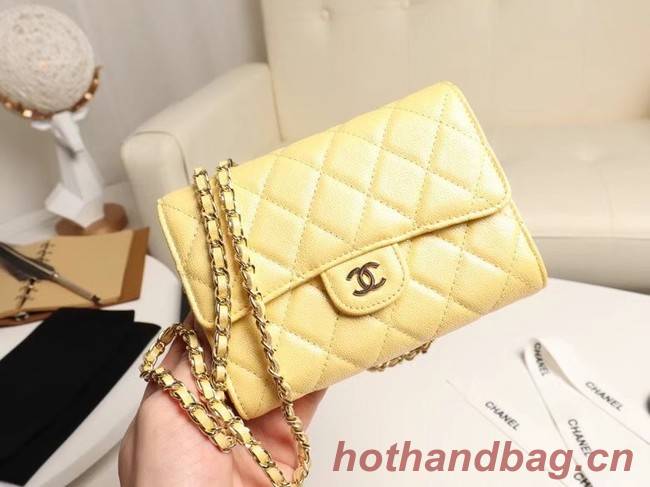 Chanel mini flap bag Grained Calfskin A84512 yellow