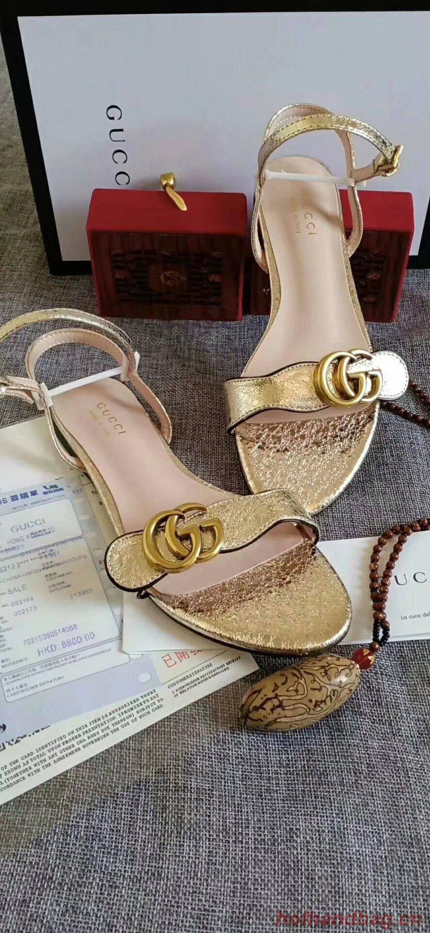 Gucci Sandals Shoes 1CM 7CM 10CM Heels GG6326 Gold Gucci Sandals Shoes 1CM 7CM 10CM Heels GG6326 Gold