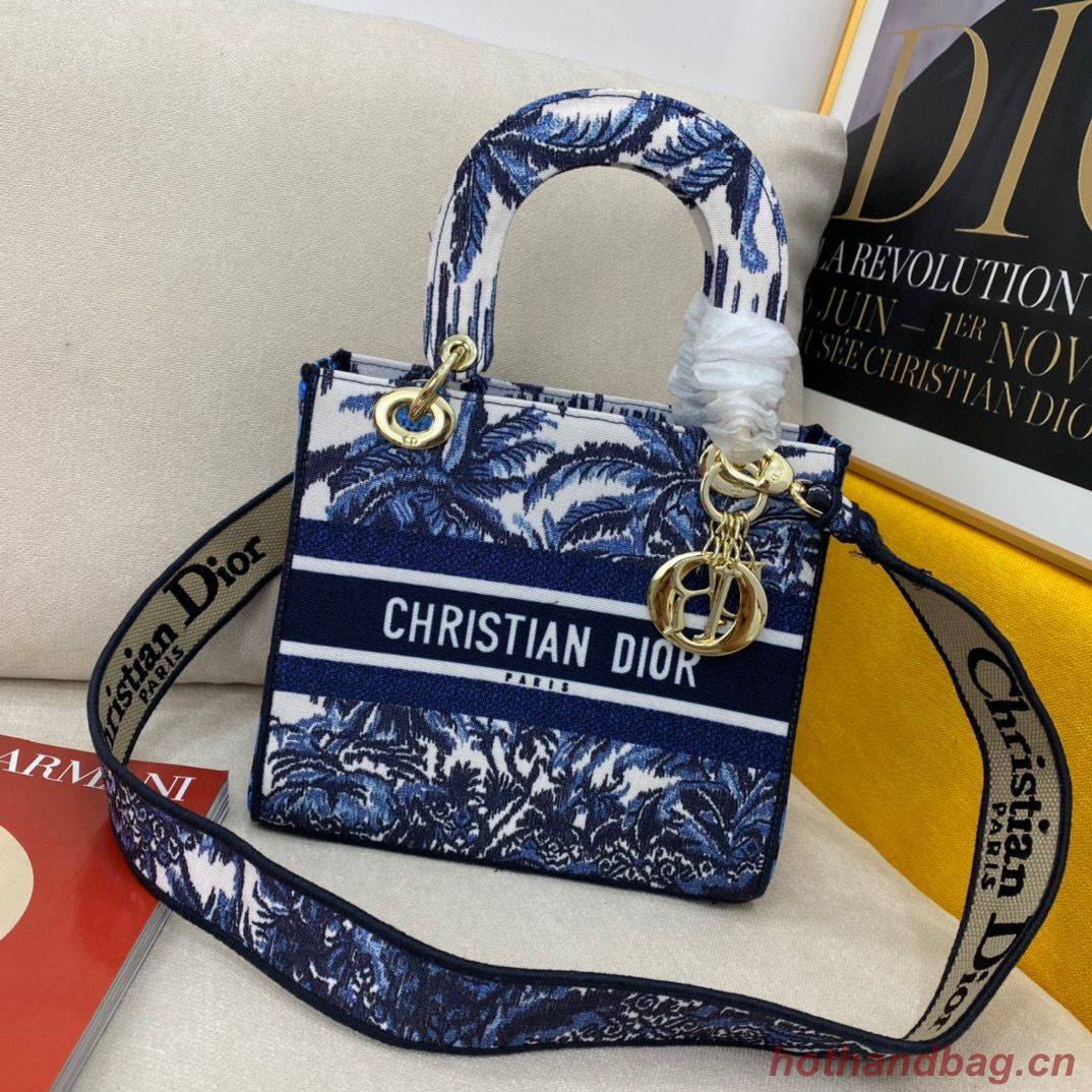 DIOR MEDIUM LADY D-LITE BAG Dark Blue Tree Cannage Embroidery M0565OREY Blue DIOR MEDIUM LADY D-LITE BAG Dark Blue Tree Cannage Embroidery M0565OREY Blue