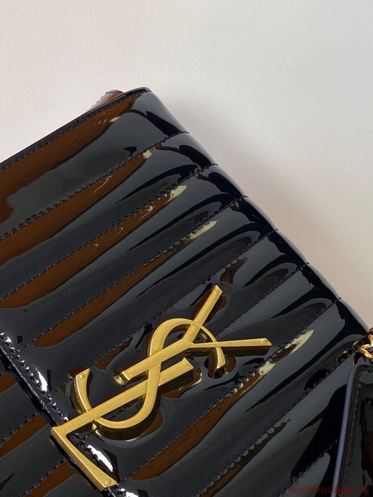 Yves Saint Laurent Patent Original Leather Large Vicky Bag 532595 Black Yves Saint Laurent Patent Original Leather Large Vicky Bag 532595 Black