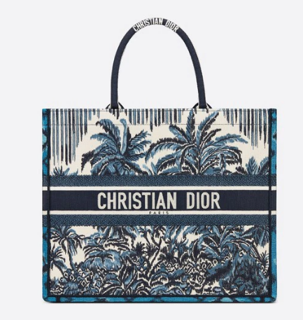 DIOR BOOK TOTE Blue Dior Palms Embroidery M1286 DIOR BOOK TOTE Blue Dior Palms Embroidery M1286