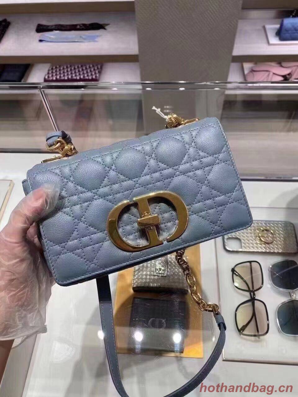 Dior SMALL DIOR CARO BAG Soft Cannage Calfskin M9241 skyblue Dior SMALL DIOR CARO BAG Soft Cannage Calfskin M9241 skyblue