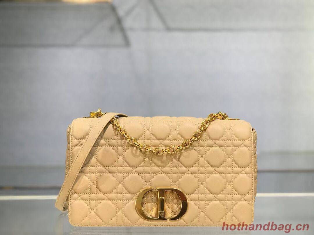LARGE DIOR CARO BAG Soft Cannage Calfskin M9243U apricot LARGE DIOR CARO BAG Soft Cannage Calfskin M9243U apricot