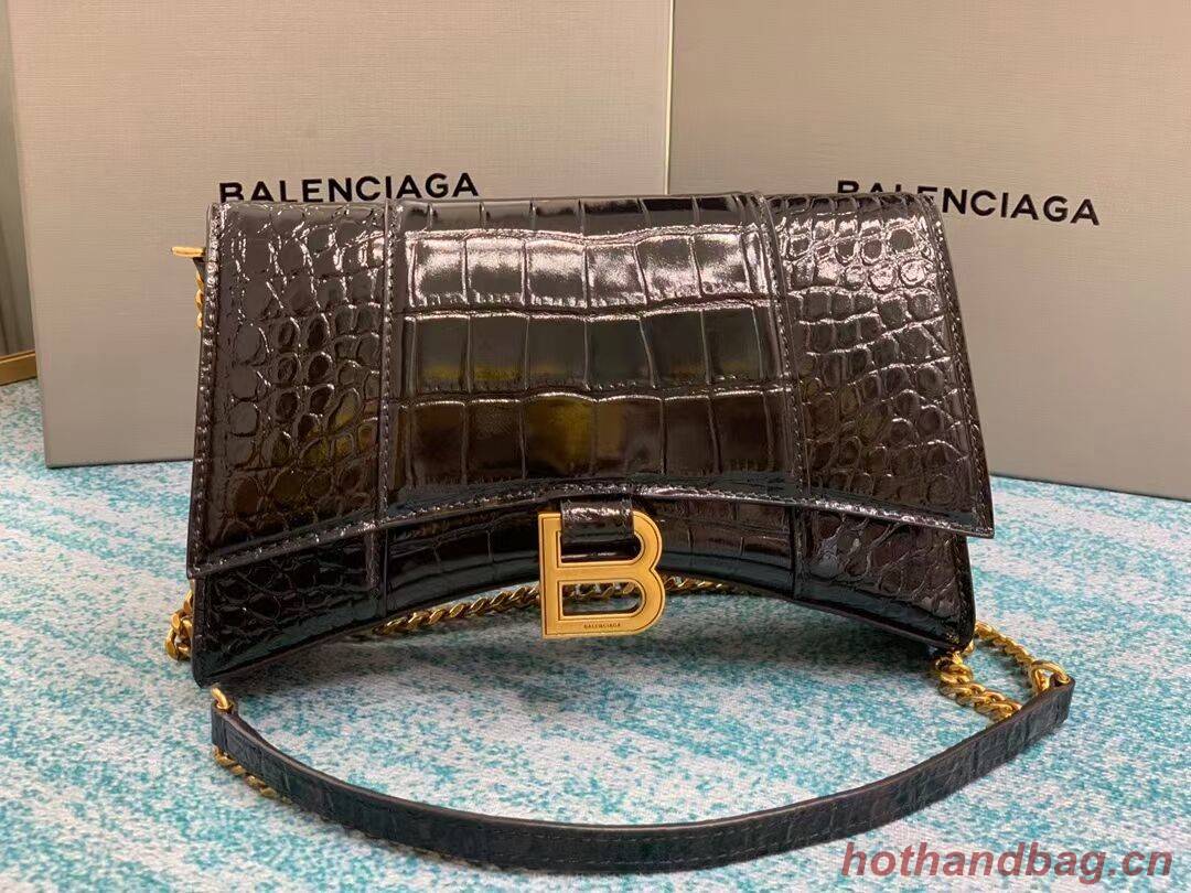 Balenciaga HOURGLASS CHAIN BAG B164497 black&aged-gold hardware Balenciaga HOURGLASS CHAIN BAG B164497 black&aged-gold hardware