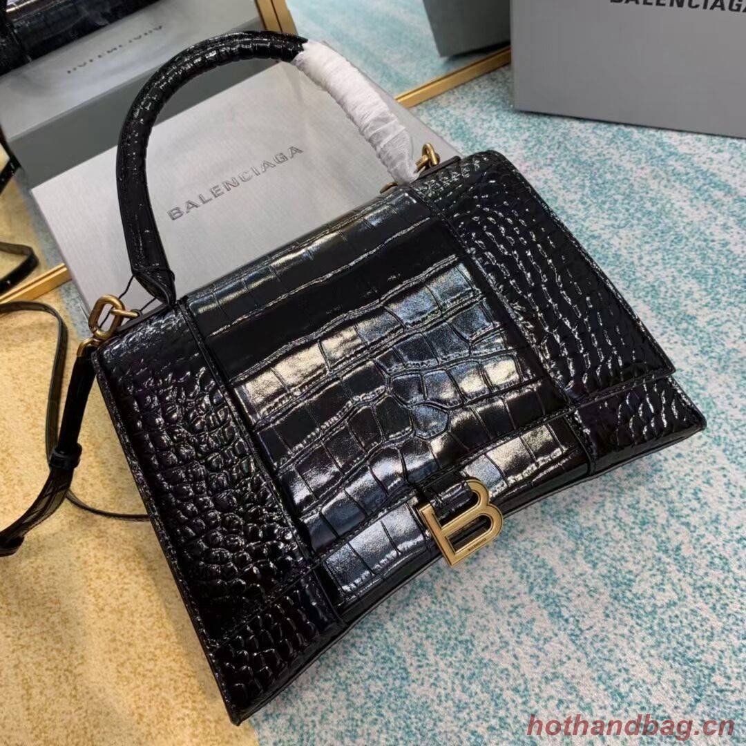 Balenciaga HOURGLASS MEDIUM TOP HANDLE BAG B108892E black&aged-gold hardware Balenciaga HOURGLASS MEDIUM TOP HANDLE BAG B108892E black&aged-gold hardware