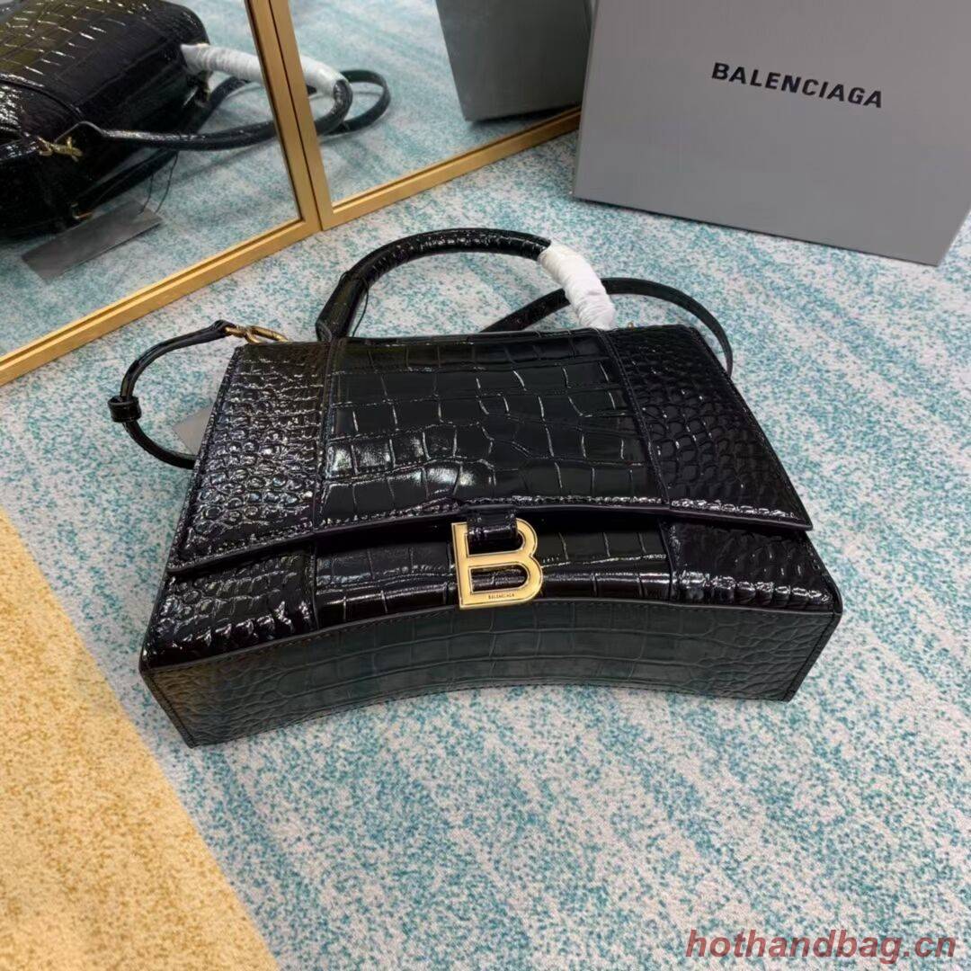 Balenciaga HOURGLASS MEDIUM TOP HANDLE BAG B108892E black&aged-gold hardware Balenciaga HOURGLASS MEDIUM TOP HANDLE BAG B108892E black&aged-gold hardware