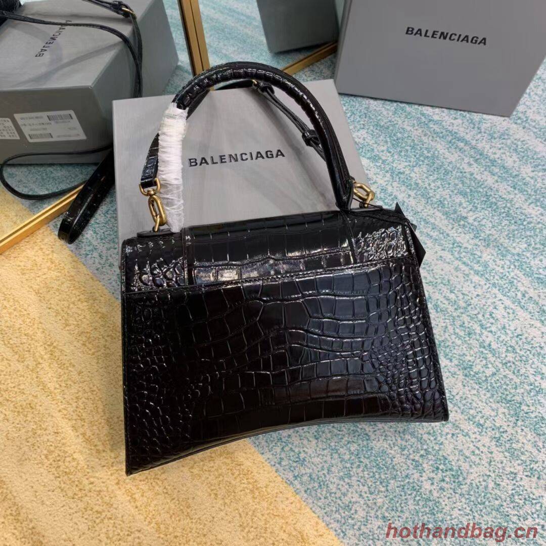 Balenciaga HOURGLASS MEDIUM TOP HANDLE BAG B108892E black&aged-gold hardware Balenciaga HOURGLASS MEDIUM TOP HANDLE BAG B108892E black&aged-gold hardware