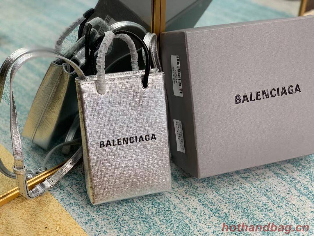 Balenciaga Original Leather Mini Shopper Bag B152865 Silver Balenciaga Original Leather Mini Shopper Bag B152865 Silver