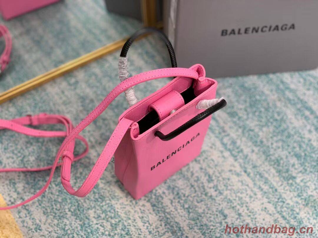 Balenciaga Original Leather Mini Shopper Bag B152865 pink&black Balenciaga Original Leather Mini Shopper Bag B152865 pink&black