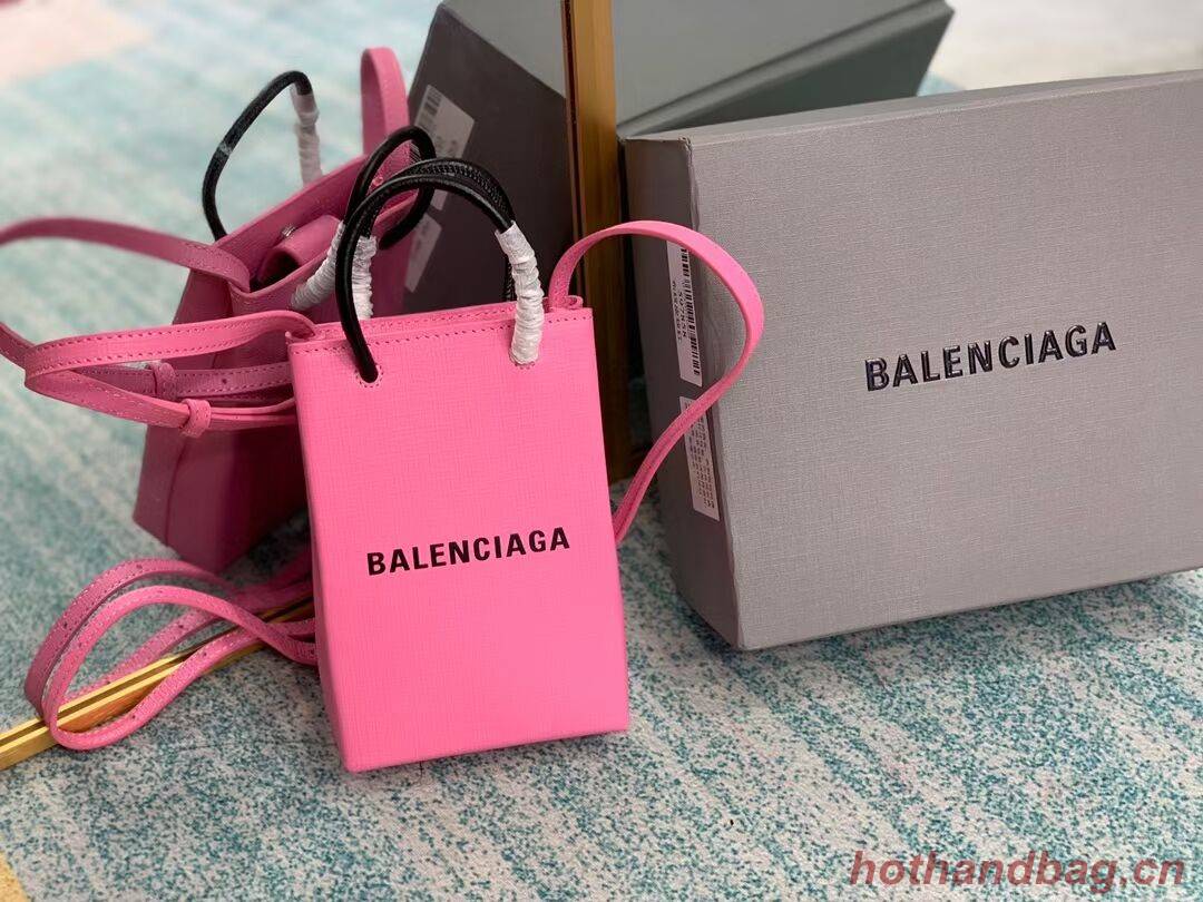 Balenciaga Original Leather Mini Shopper Bag B152865 pink&black Balenciaga Original Leather Mini Shopper Bag B152865 pink&black