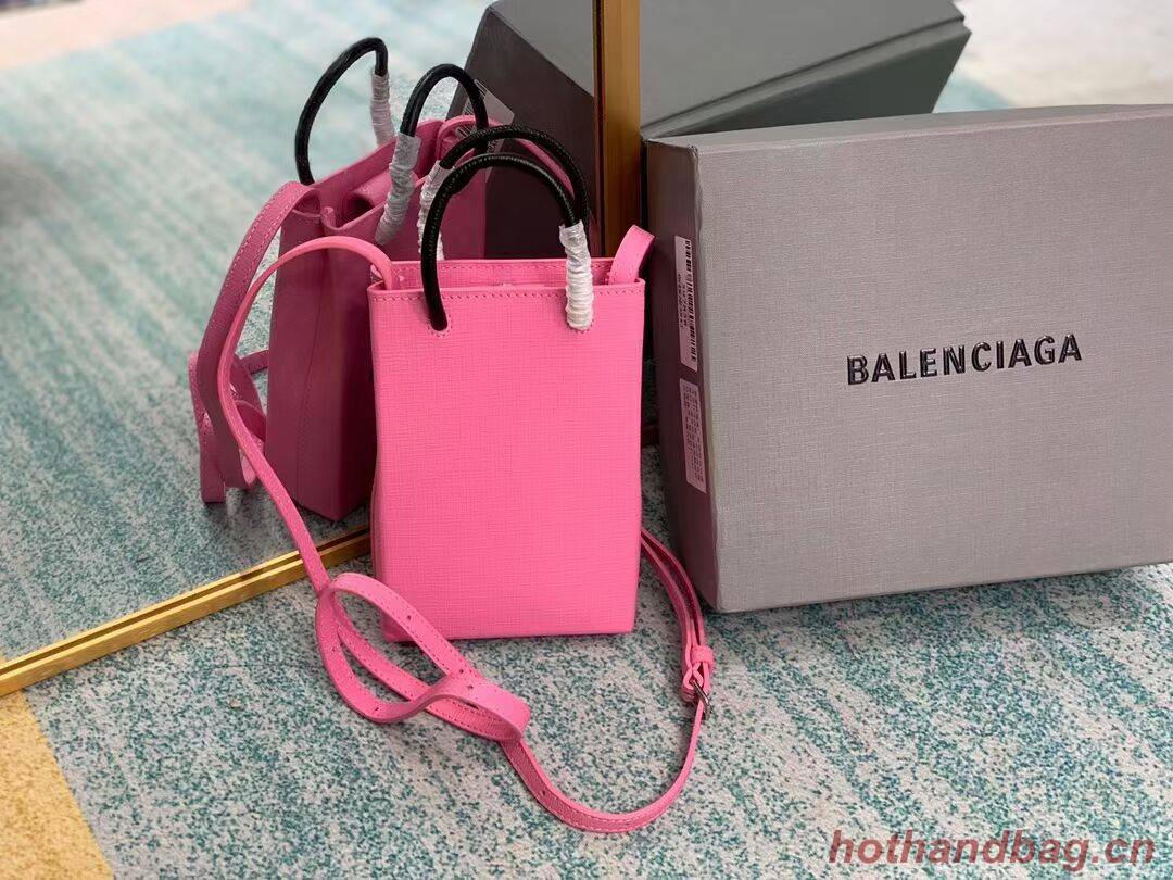 Balenciaga Original Leather Mini Shopper Bag B152865 pink&black Balenciaga Original Leather Mini Shopper Bag B152865 pink&black
