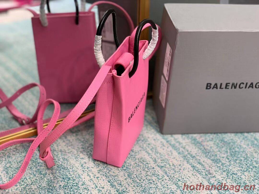 Balenciaga Original Leather Mini Shopper Bag B152865 pink&black Balenciaga Original Leather Mini Shopper Bag B152865 pink&black