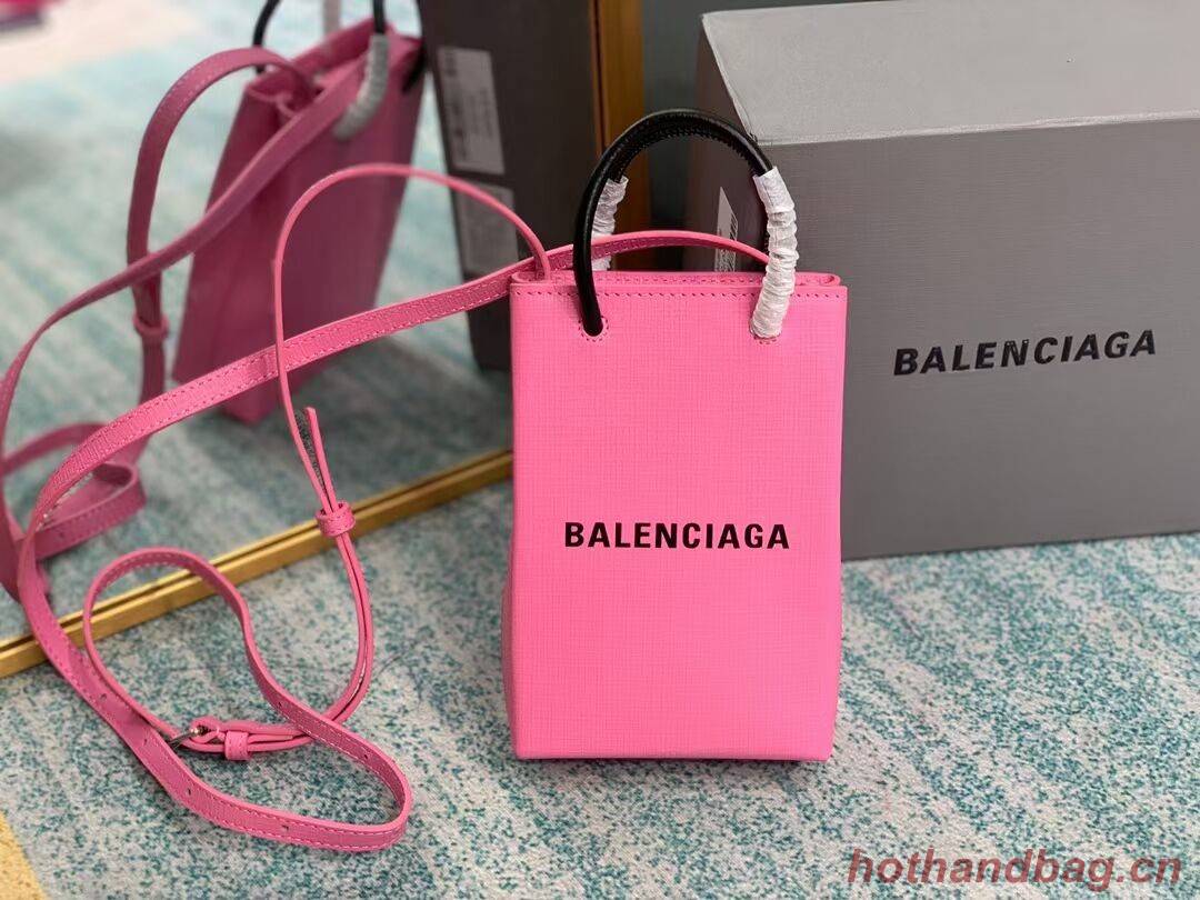 Balenciaga Original Leather Mini Shopper Bag B152865 pink&black Balenciaga Original Leather Mini Shopper Bag B152865 pink&black