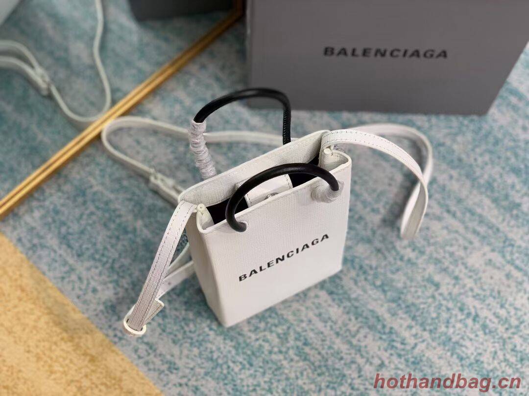 Balenciaga Original Leather Mini Shopper Bag B152865 white&black Balenciaga Original Leather Mini Shopper Bag B152865 white&black