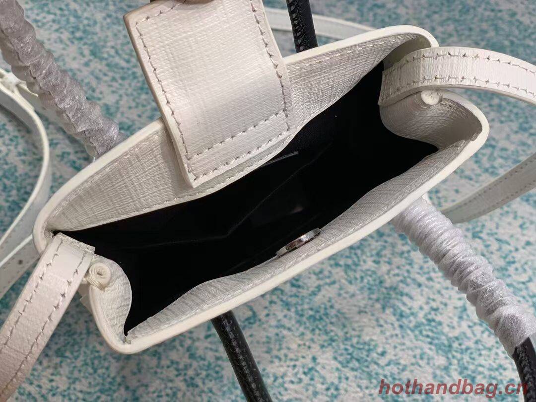 Balenciaga Original Leather Mini Shopper Bag B152865 white&black Balenciaga Original Leather Mini Shopper Bag B152865 white&black