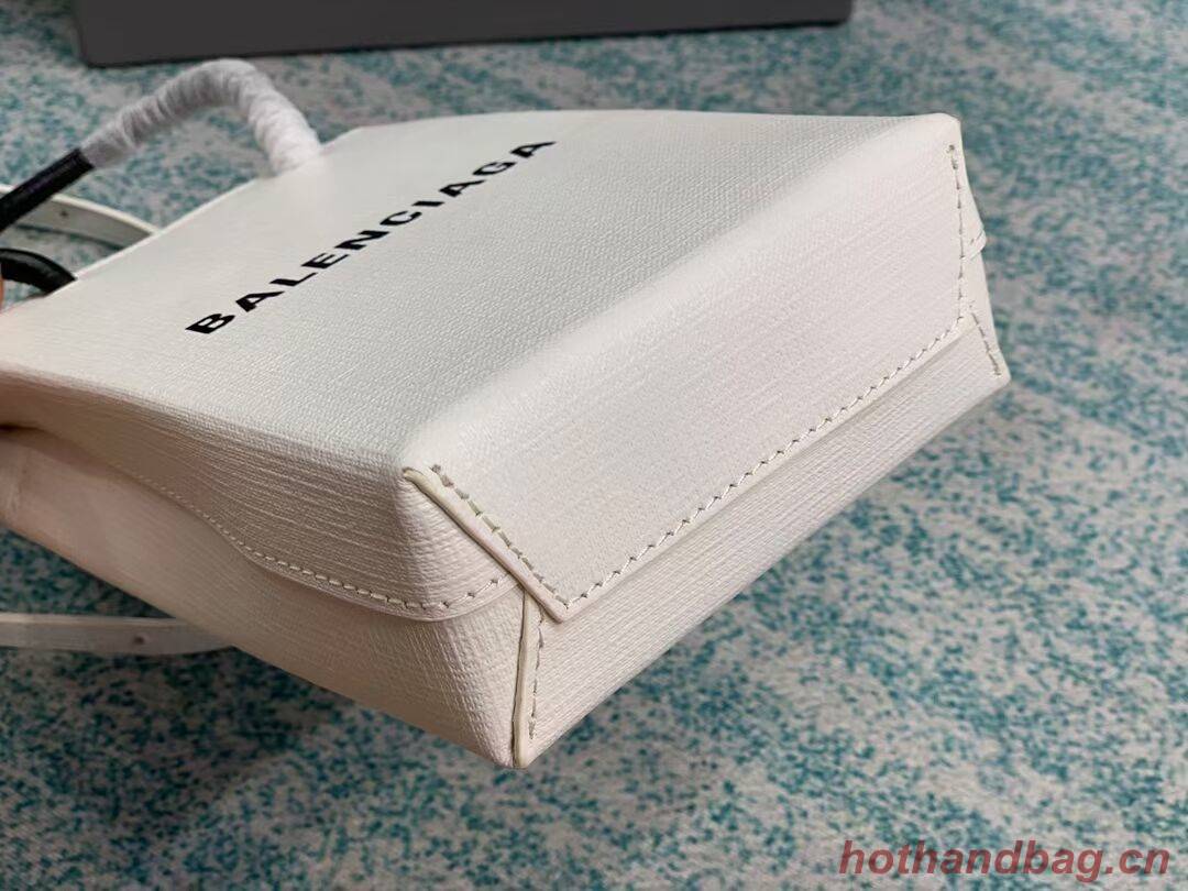 Balenciaga Original Leather Mini Shopper Bag B152865 white&black Balenciaga Original Leather Mini Shopper Bag B152865 white&black