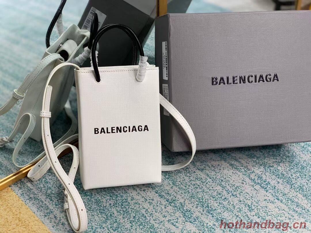 Balenciaga Original Leather Mini Shopper Bag B152865 white&black Balenciaga Original Leather Mini Shopper Bag B152865 white&black