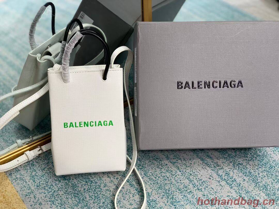 Balenciaga Original Leather Mini Shopper Bag B152865 white&green Balenciaga Original Leather Mini Shopper Bag B152865 white&green