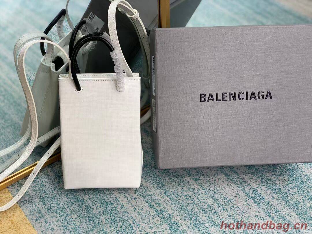 Balenciaga Original Leather Mini Shopper Bag B152865 white&green Balenciaga Original Leather Mini Shopper Bag B152865 white&green