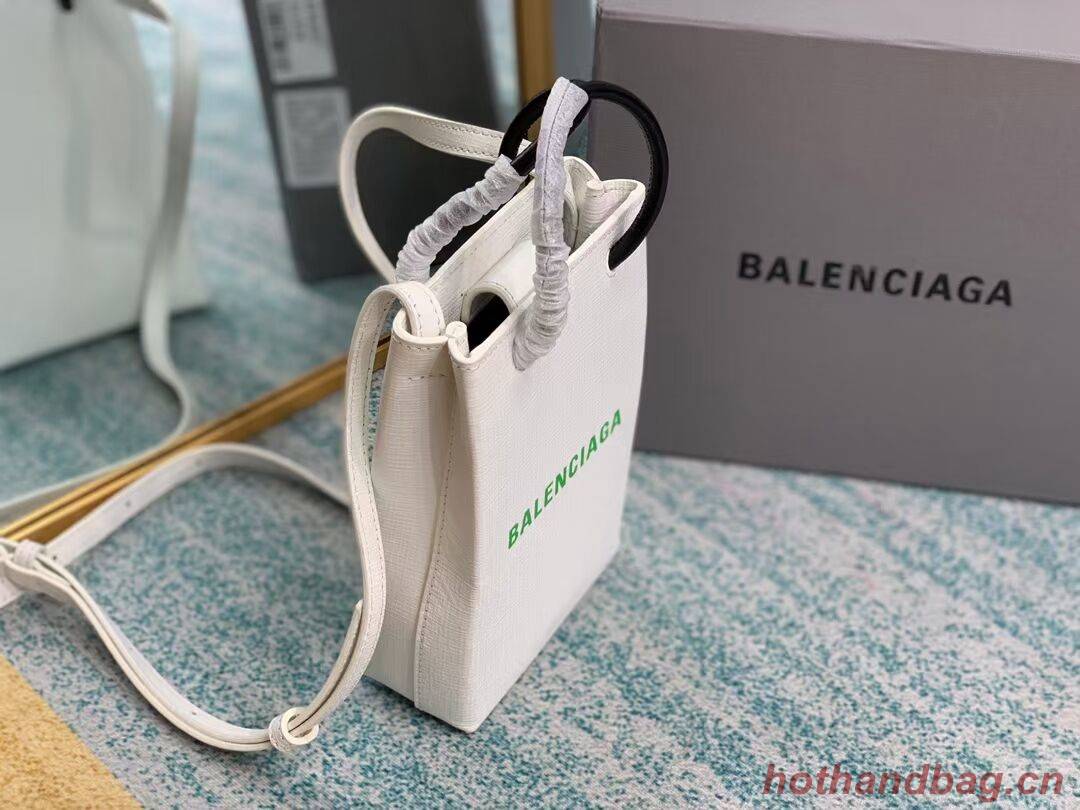 Balenciaga Original Leather Mini Shopper Bag B152865 white&green Balenciaga Original Leather Mini Shopper Bag B152865 white&green