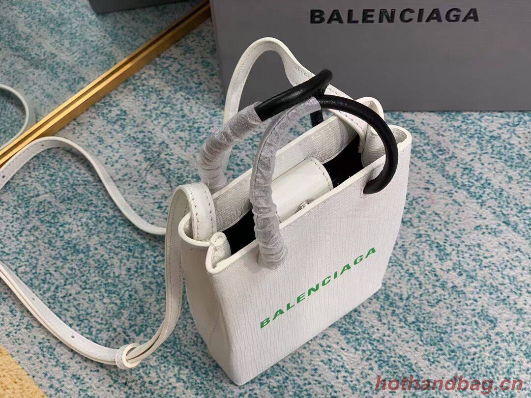 Balenciaga Original Leather Mini Shopper Bag B152865 white&green Balenciaga Original Leather Mini Shopper Bag B152865 white&green