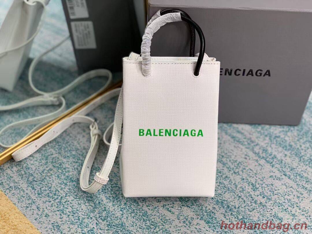 Balenciaga Original Leather Mini Shopper Bag B152865 white&green Balenciaga Original Leather Mini Shopper Bag B152865 white&green