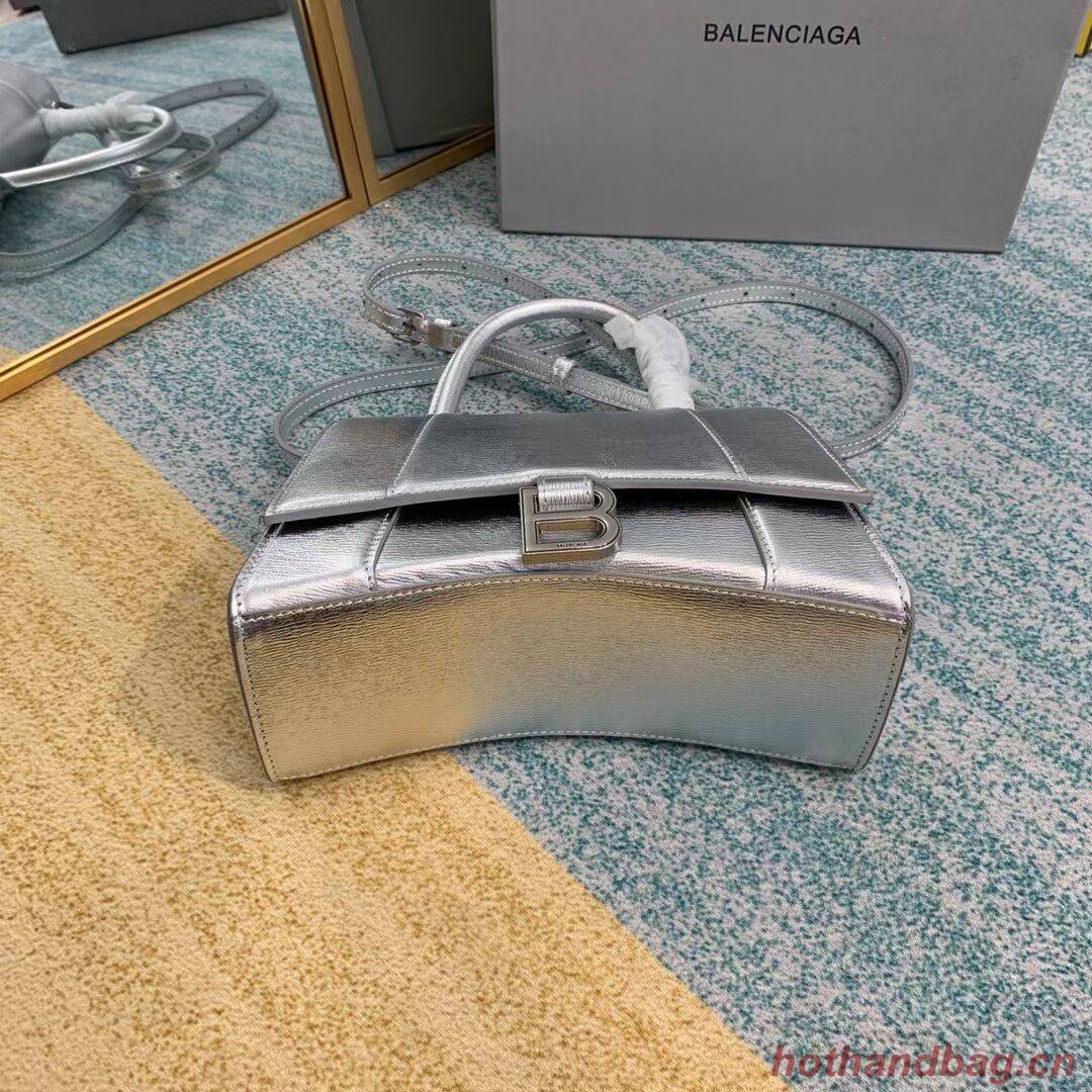 Balenciaga HOURGLASS SMALL TOP HANDLE BAG B108895-1 Silver 