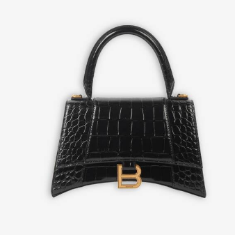 Balenciaga HOURGLASS SMALL TOP HANDLE BAG crocodile embossed calfskin B108895E black Balenciaga HOURGLASS SMALL TOP HANDLE BAG crocodile embossed calfskin B108895E black