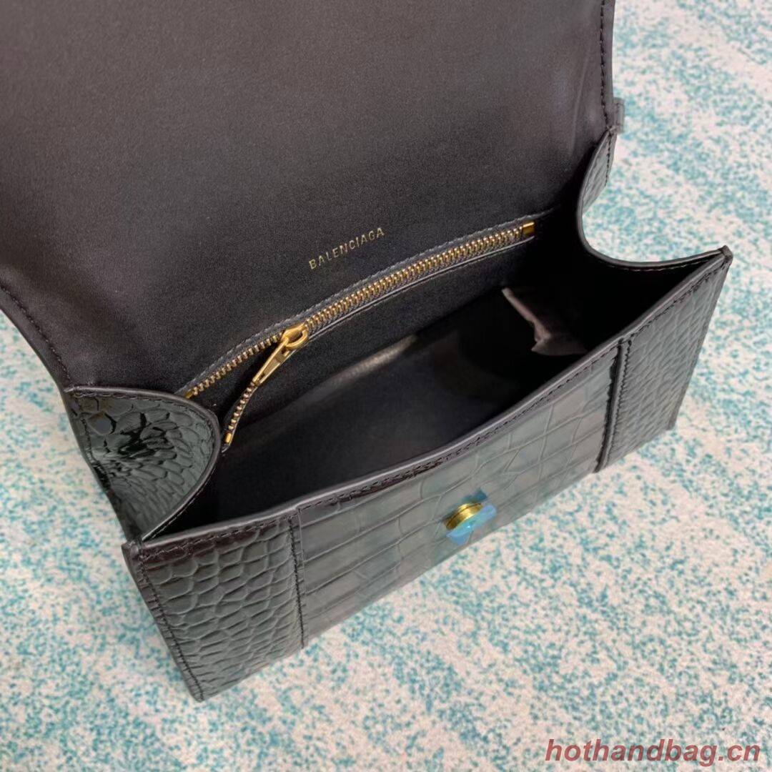 Balenciaga HOURGLASS SMALL TOP HANDLE BAG crocodile embossed calfskin B108895E black Balenciaga HOURGLASS SMALL TOP HANDLE BAG crocodile embossed calfskin B108895E black