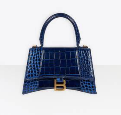 Balenciaga HOURGLASS SMALL TOP HANDLE BAG crocodile embossed calfskin B108895E dark blue Balenciaga HOURGLASS SMALL TOP HANDLE BAG crocodile embossed calfskin B108895E dark blue