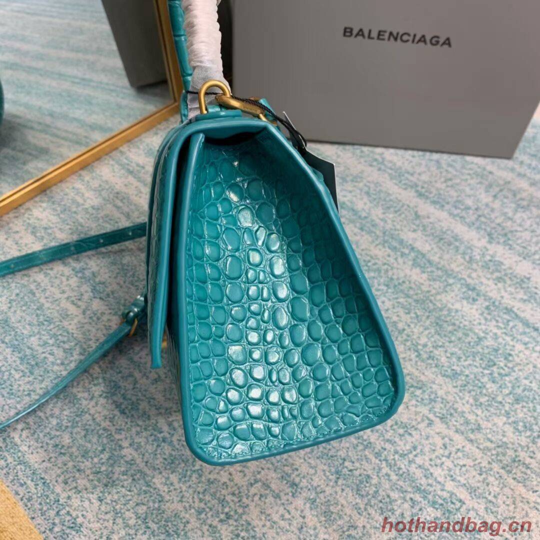 Balenciaga HOURGLASS SMALL TOP HANDLE BAG crocodile embossed calfskin B108895E light blue Balenciaga HOURGLASS SMALL TOP HANDLE BAG crocodile embossed calfskin B108895E light blue