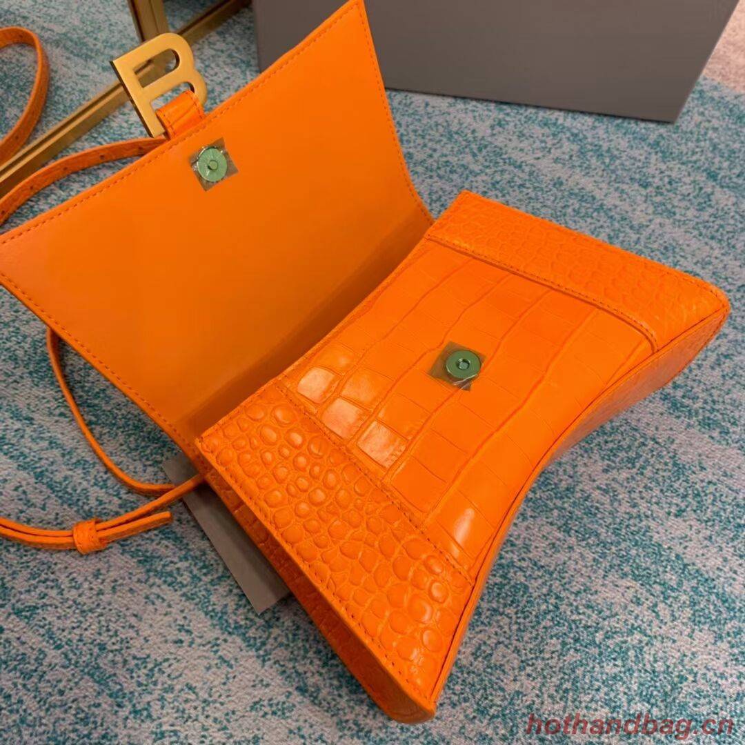 Balenciaga HOURGLASS SMALL TOP HANDLE BAG crocodile embossed calfskin B108895E orange Balenciaga HOURGLASS SMALL TOP HANDLE BAG crocodile embossed calfskin B108895E orange