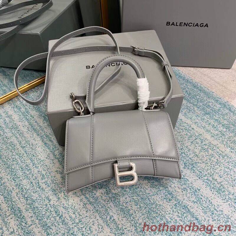 Balenciaga Hourglass XS Top Handle Bag shiny box calfskin 28331 grey Balenciaga Hourglass XS Top Handle Bag shiny box calfskin 28331 grey