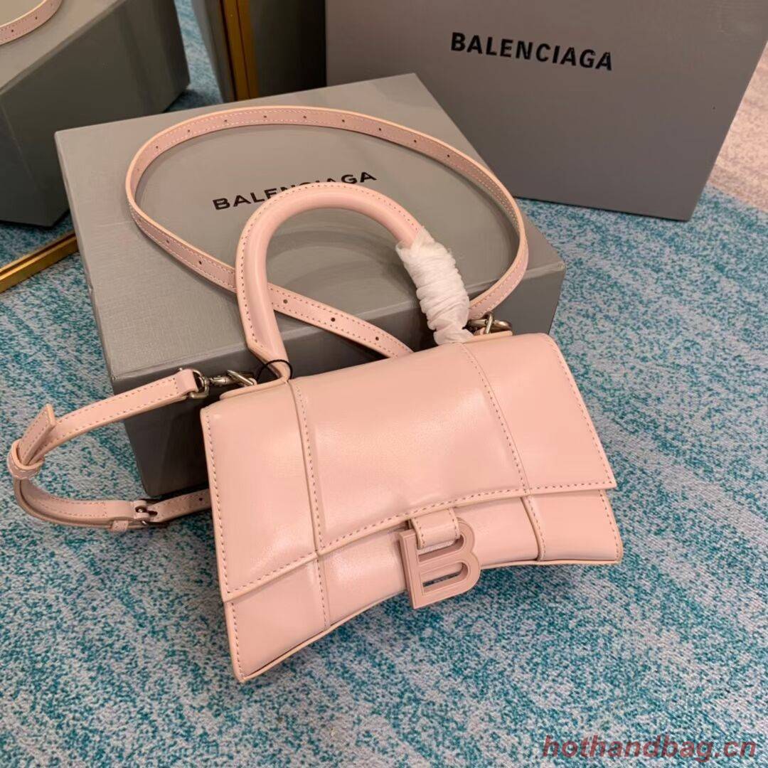 Balenciaga Hourglass XS Top Handle Bag shiny box calfskin 28331 LIGHT ROSE Balenciaga Hourglass XS Top Handle Bag shiny box calfskin 28331 LIGHT ROSE