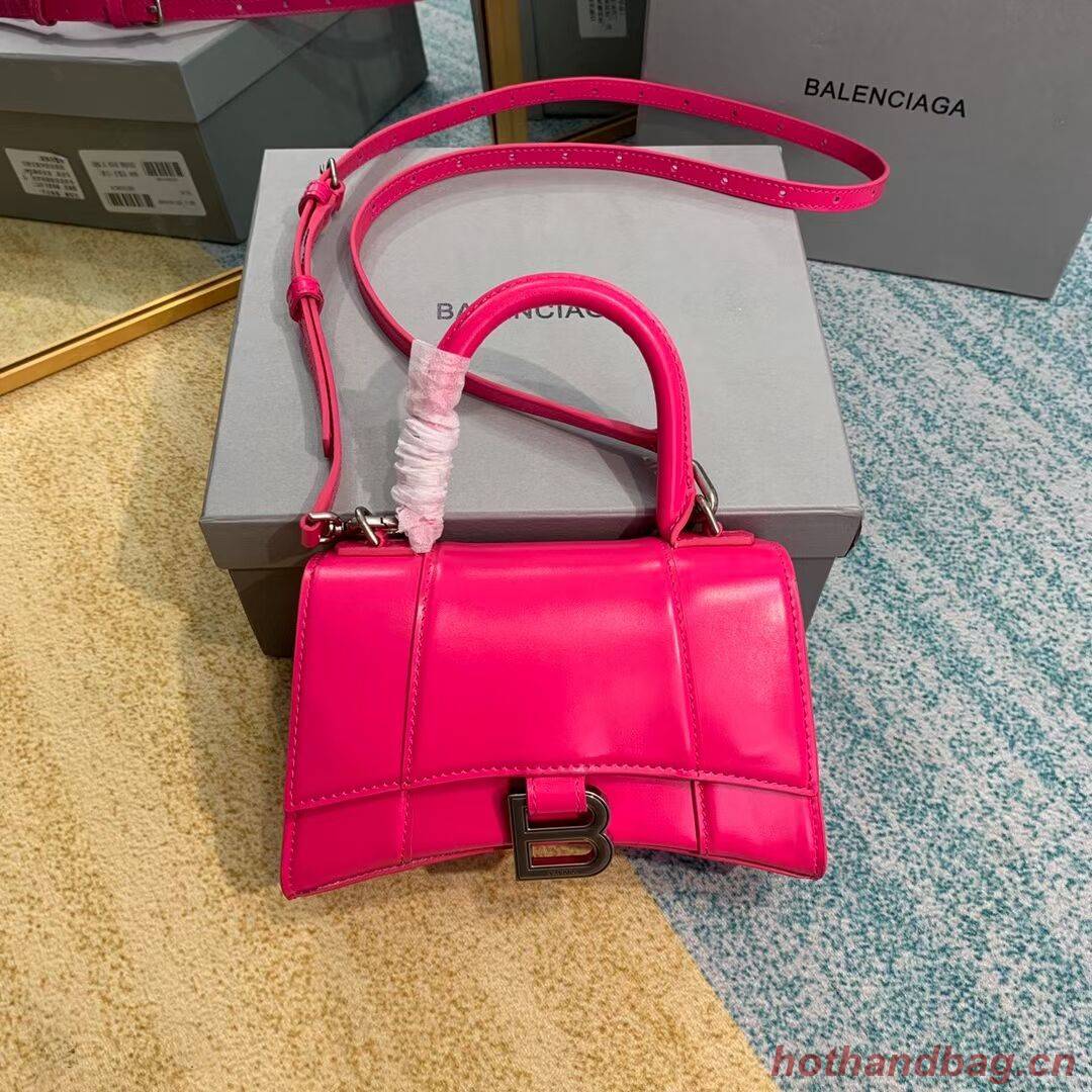 Balenciaga Hourglass XS Top Handle Bag shiny box calfskin 28331 neon pink Balenciaga Hourglass XS Top Handle Bag shiny box calfskin 28331 neon pink